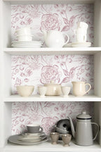 Yasinet Pink Floral Wallpaper Boho Peel and Stick Wallpaper Pink and White - Image 8