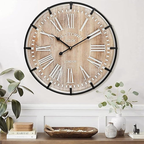 24 Inch Large Farmhouse Wall Clock by UPPER+DECOR