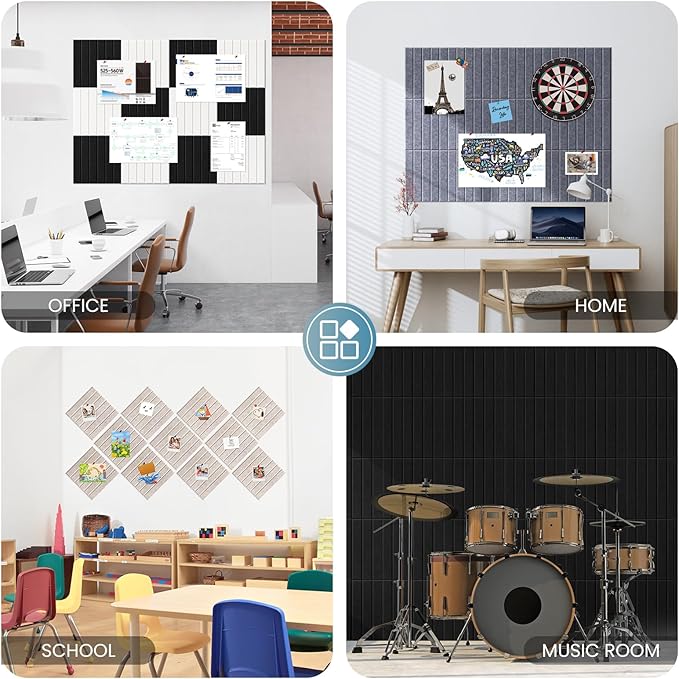 Large Cork Bulletin Board for Wall 48"x36", 12 Pack Felt Slat Wall Panel Tiles - Image 6