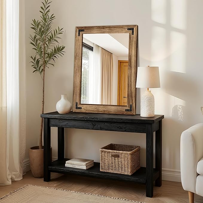 Wooden Bathroom Mirror for Wall, for Farmhouse, Living Room, Entryway Decor - Image 8