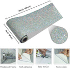 CRE8TIVE Silver Holographic Glitter Wallpaper Border Fabric Glitter Wallpaper - Image 6