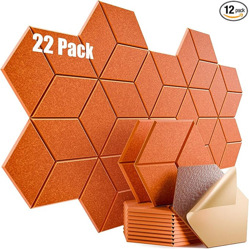 22 Pack Self-Adhesive Acoustic Panels 12" X 10" X 0.4" by Dailycooper