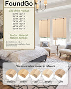 FoundGo Retro Bamboo Blinds 60" W x 72" H Bamboo Roman Shades Light Filtering - Image 2