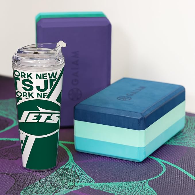NFL Football 24oz Acrylic Tumbler with Hinged Lid, Officially Licensed Double Wall Tumbler for NFL Fans