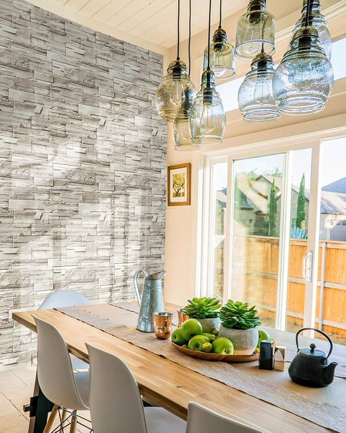 Jeweluck Stone Wallpaper Peel and Stick Brick Wallpaper 17.7”×236.2” Brick - Image 6