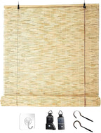 Blackout Bamboo Roller Shades for Outdoor Patio Reed Roll Up Blinds 24" 36" 48" by Unknown