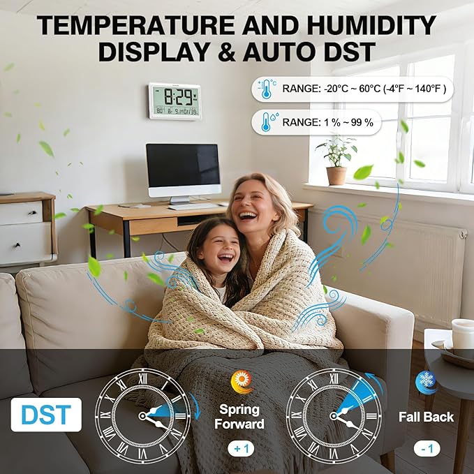 XREXS 10.4 Inch Digital Wall Clock, Battery Operated Large Display Clock - Image 5