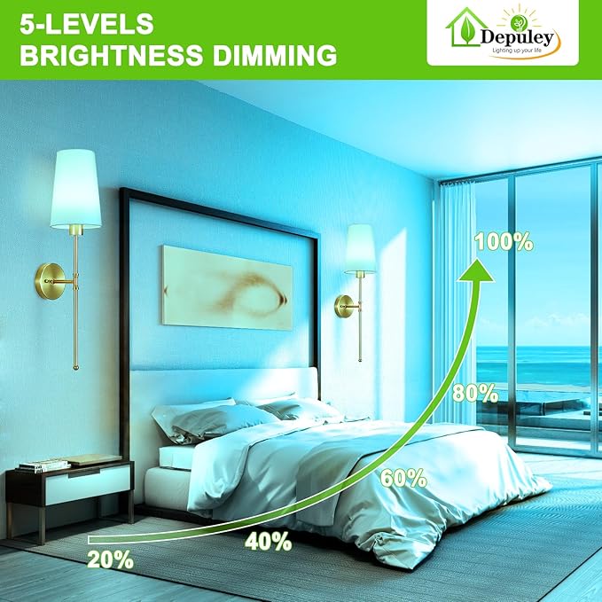 Depuley Battery Operated Wall Sconce: 27" Set of 2 Wireless Wall Lights - Image 5