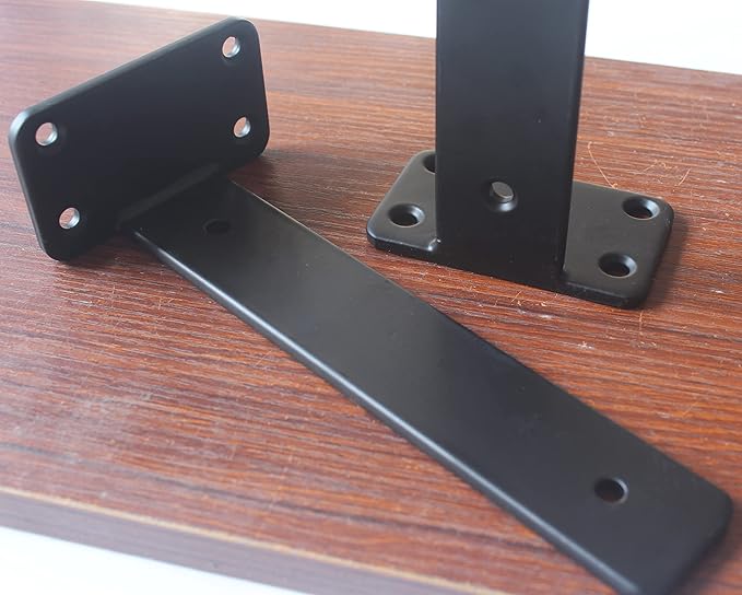 2 Pack - 8 inch Black Hidden L Shelf Bracket Iron Floating Shelf Brackets - Image 5