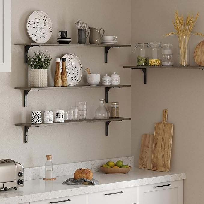 DINZI LVJ Long Wall Shelves, 55.1Inch Wall Mounted Shelves Set of 2, Extra - Image 5