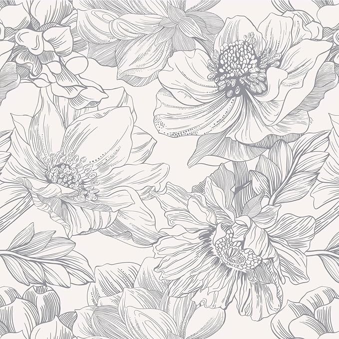 Ismoon Vintage Floral Wallpaper Peel and Stick Beige and Gray Contact Paper by Ismoon