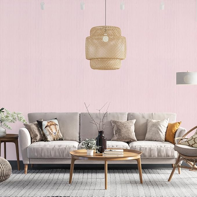 Pink Grasscloth Peel and Stick Wallpaper Textured Contact Paper 15.7" X 120" - Image 6