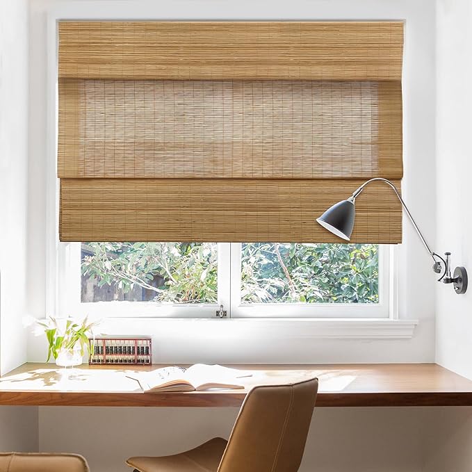 LazBlinds Cordless Bamboo Roman Shades, Custom Light Filtering Window Treatment - Image 2