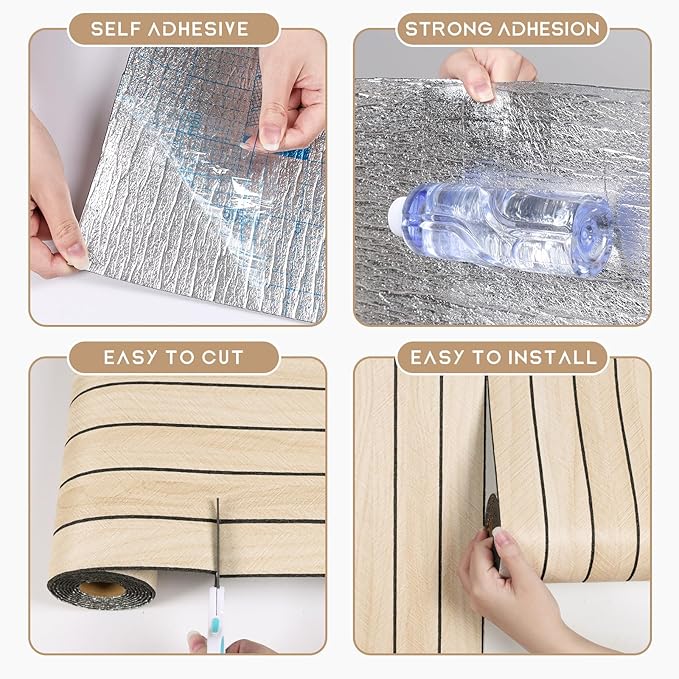 VEELIKE Large Roll Wood Wall Panels 30''x118'' White Oak Wood Slat Peel and - Image 9