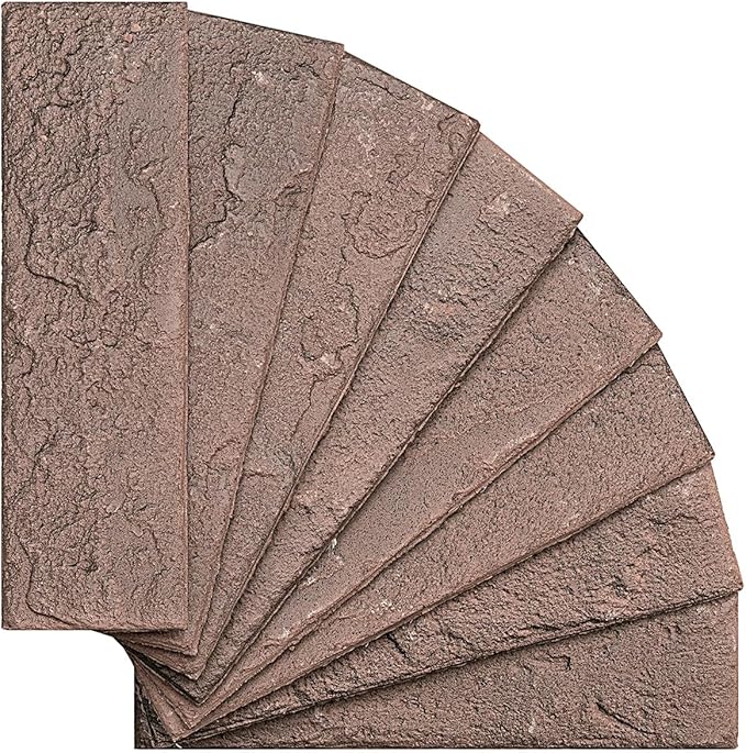 60 Red/Brown Thin Brick Wall Tiles, Clay Manufactured Faux Brick Veneers - Image 3