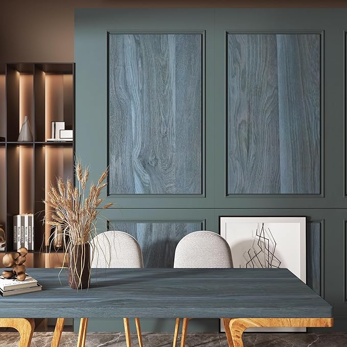 BOMENG Large Blue Wood Grain Contact Paper Peel Stick Waterproof Oak Wood Look - Image 6