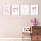 LARTSFRO Coquette Pink Bow Jesus Wall Art Decor Posters, Light Pink Bow - Image 3