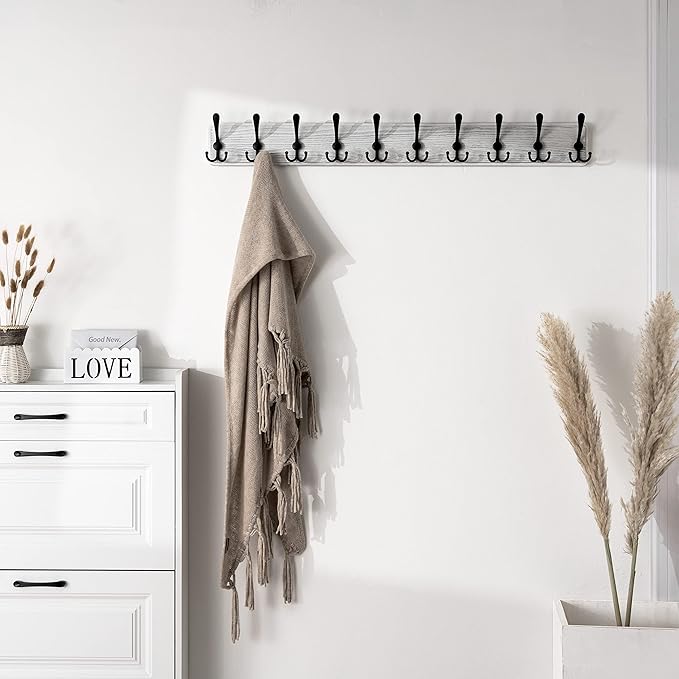 SKOLOO Rustic Large Wall Mounted Coat Rack-38.6'' Long Coat Rack - Image 2
