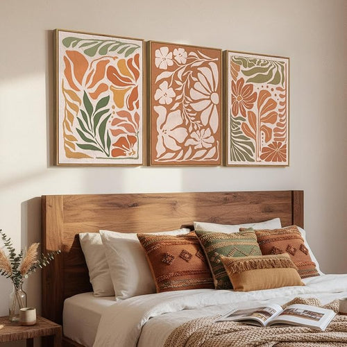 3 Piece Framed Boho Floral Wall Art - Image 2