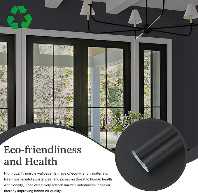 Dimoon 17.7''x118'' Peel and Stick Wallpaper Dark Grey Contact Paper - Image 2