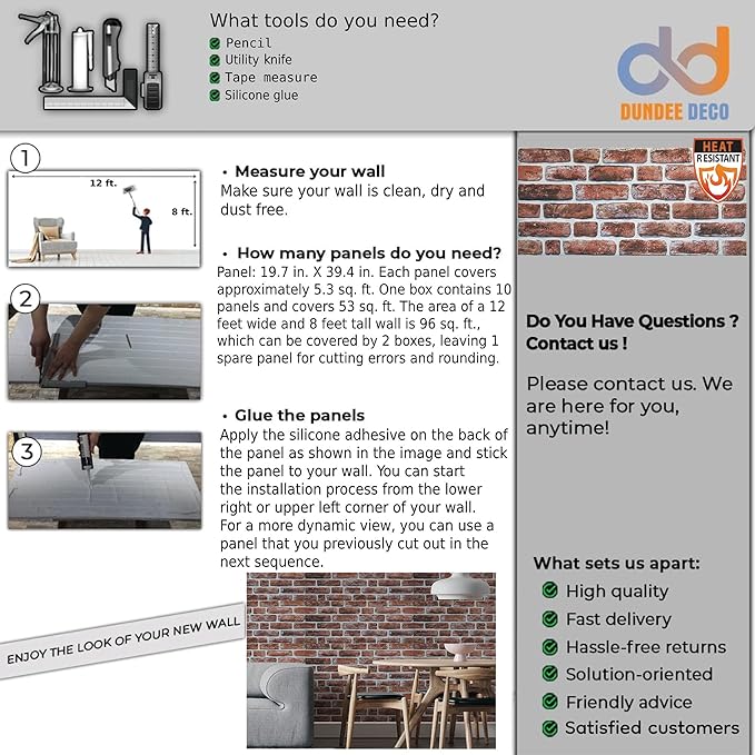 Dundee Deco 3D Wall Panels Faux Brick - Image 7