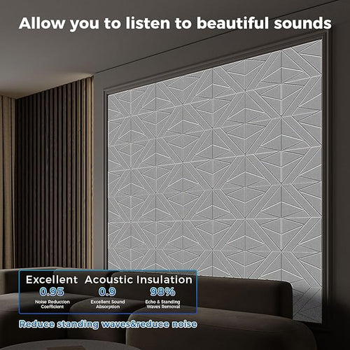 50 Pack Bulk Self-Adhesive Soundproof Wall Panels, 1.2lb/ft³ High Density - Image 2