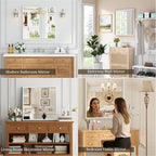 Syndra Square White Wood Frame Bathroom Mirror, Waterproof Slim Deep Frame - Image 5