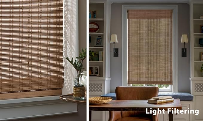 LazBlinds No Tools No Drill Cordless Bamboo Roman Shades, Light Filtering - Image 5