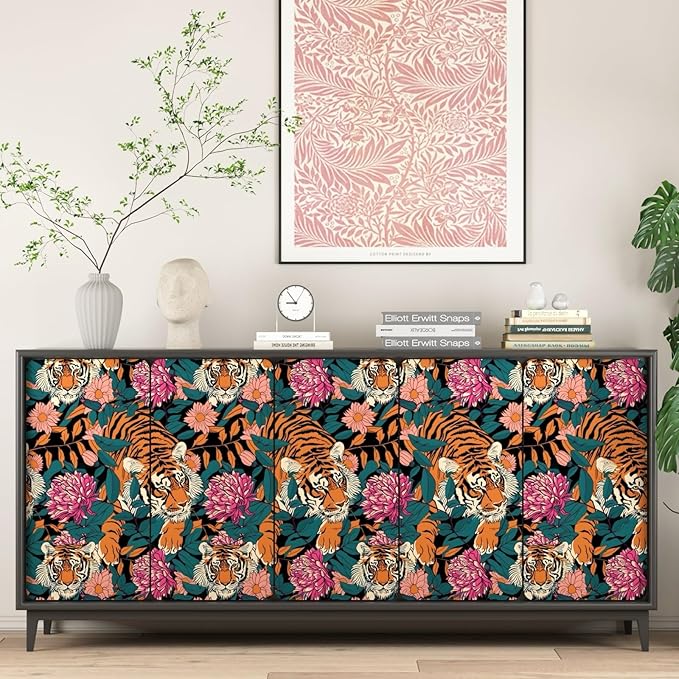BOKEBEVE Tiger Head Peel and Stick Wallpaper￼ Animal Print Wallpapers Blue - Image 3