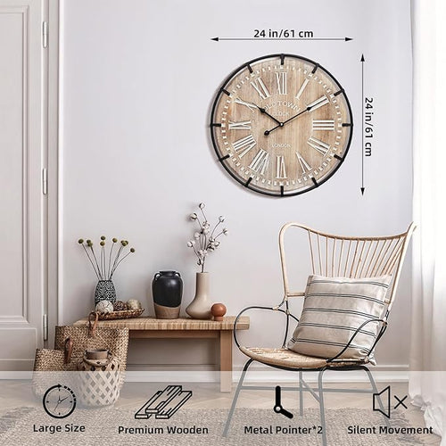 24 Inch Large Farmhouse Wall Clock - Image 2