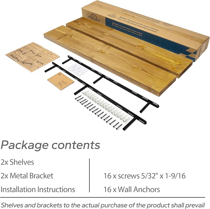 BGMG Wood Floating Shelves 48 inch Set of 2, Rustic Wooden Wall Mount Shelves - Image 7