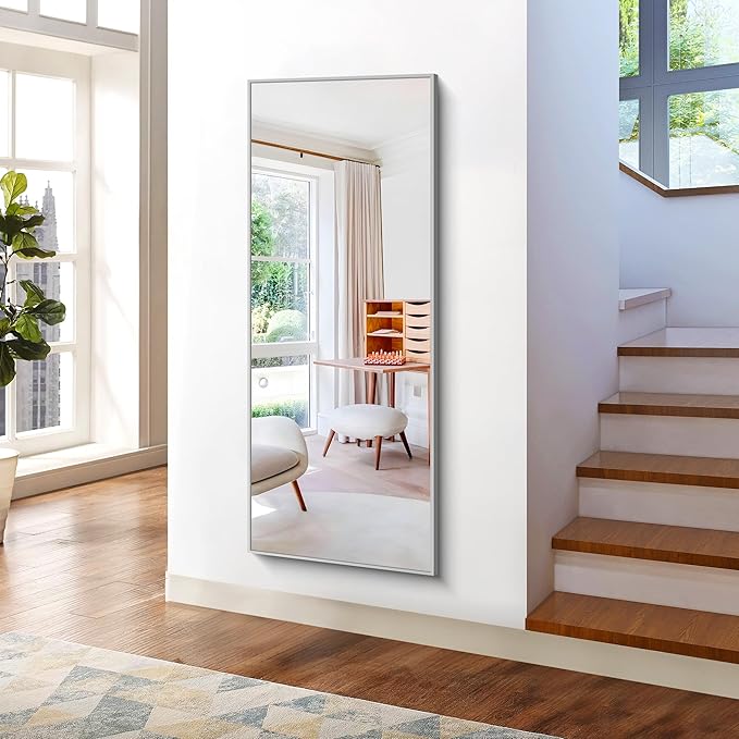 KOCUUY Large Silver Mirror, HD Tempered Glass, Anti-Rust Frame, Modern Design - Image 8