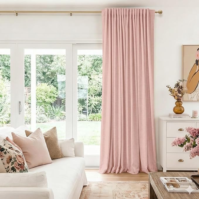 100% Blackout Shield Linen Blackout Sliding Door Curtains - Image 5