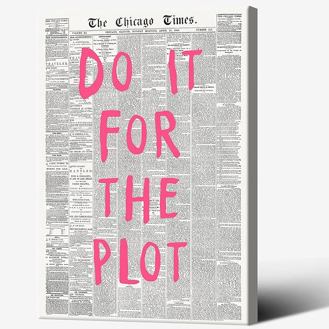 Liyark Retro Black And White Chicago Newspaper Poster Pink Trendy Preppy by Liyark