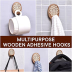 Indian Shelf 6 Lb- 6 Pieces Decorative Wood Adhesive Wall Hooks–Boho Peel and - Image 6