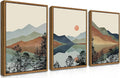 AKWISH Mountain Canvas Wall Art Set of 3, Boho Watercolor Poster Prints by AKWISHWallArt
