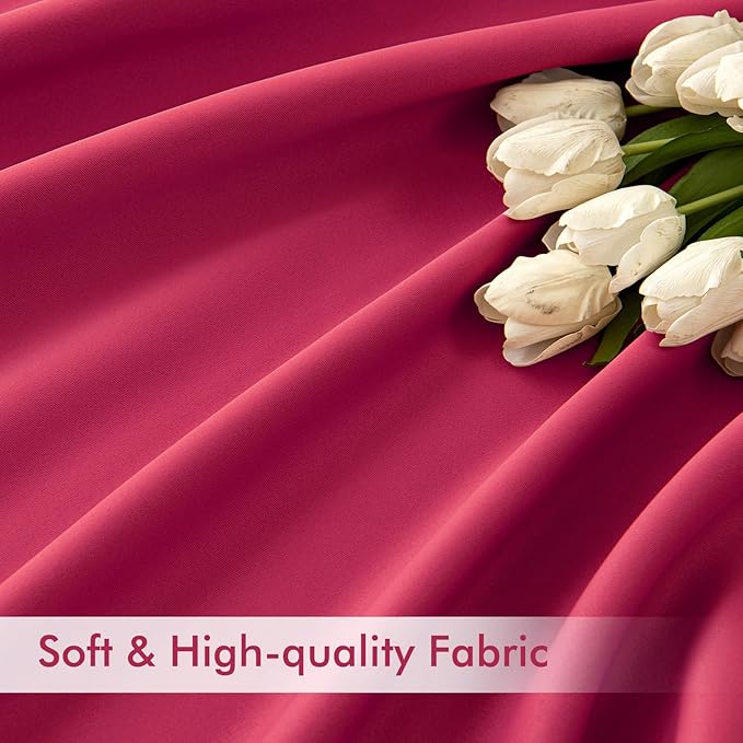MIULEE Hot Pink Back Tab Blackout Curtains 120 Inch Long 2 Panels Set - Image 6