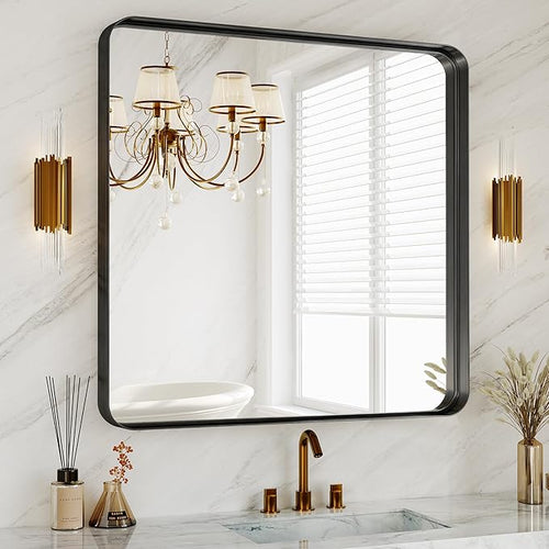 36 Inch Brushed Nickel Bathroom Mirrors by MYSUNORIA