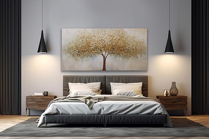 VHMING Wall Art Abstract Gold Tree of Life Modern Artwork Canvas Painting - Image 3
