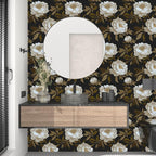Laatse Peony Floral Wallpaper Peel and Stick Gold Leaf Contact Paper Modern - Image 6