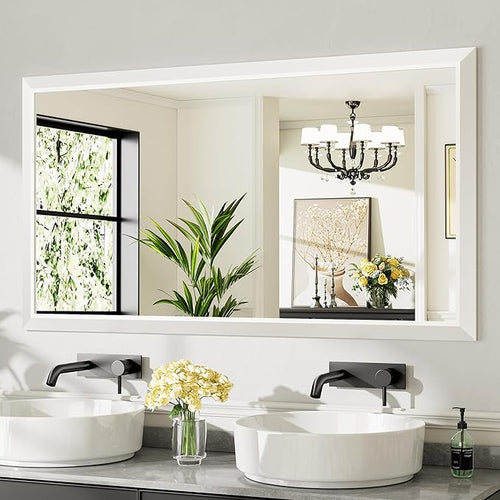 55x30 Inch White Bathroom Mirror by Briivuemodernmirrors