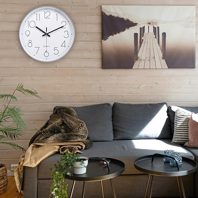 jomparis Modern 12" Battery Operated Non-Ticking Silent Sweep Movement Wall - Image 4