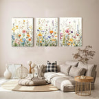 WRFON Wildflower Canvas Wall Art Set of 3, Unframed Botanical Floral Watercolor - Image 6
