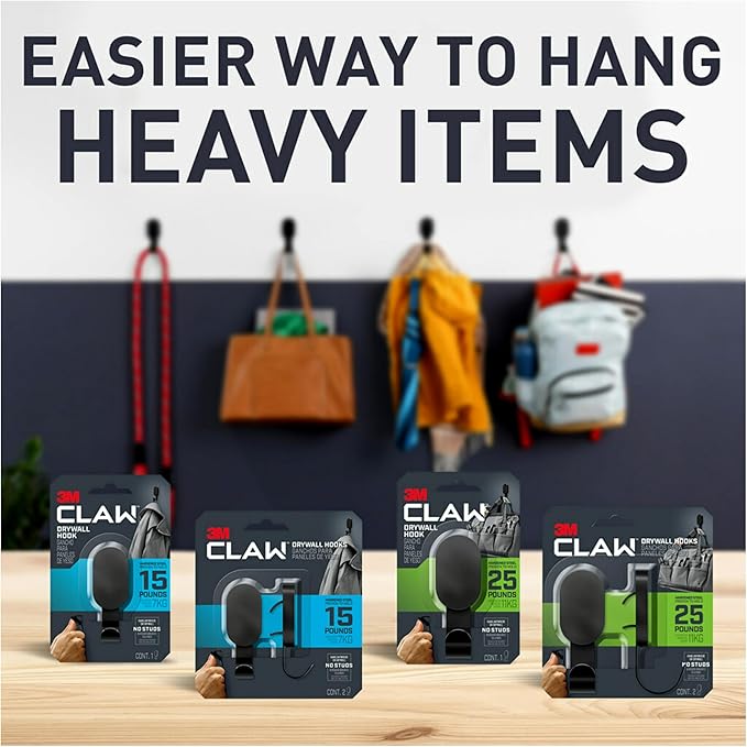 3M CLAW 15 lb. 2 Drywall Black Hooks & 2 Extra Picture Hangers, Heavyweight - Image 11