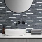 AULIGET 20 Sheets Black Slate Peel and Stick Backsplash, PVC Mixed Metal Silver - Image 6