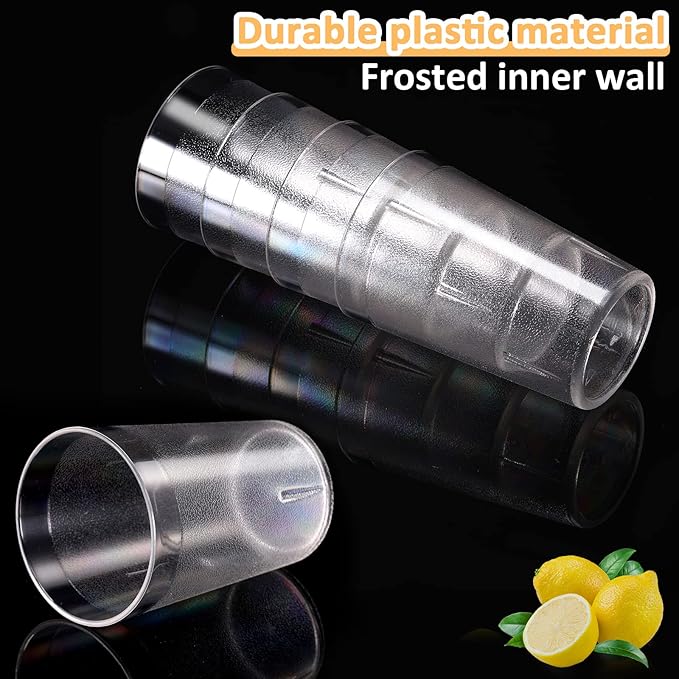 Meanplan Restaurant Grade 8 oz Plastic Cup Break Resistant Drinking Glasses Reusable Clear Cup Stackable Shatterproof Drink Tumblers for Cafe Party Catering Supplies(Frosted,100 Pack)