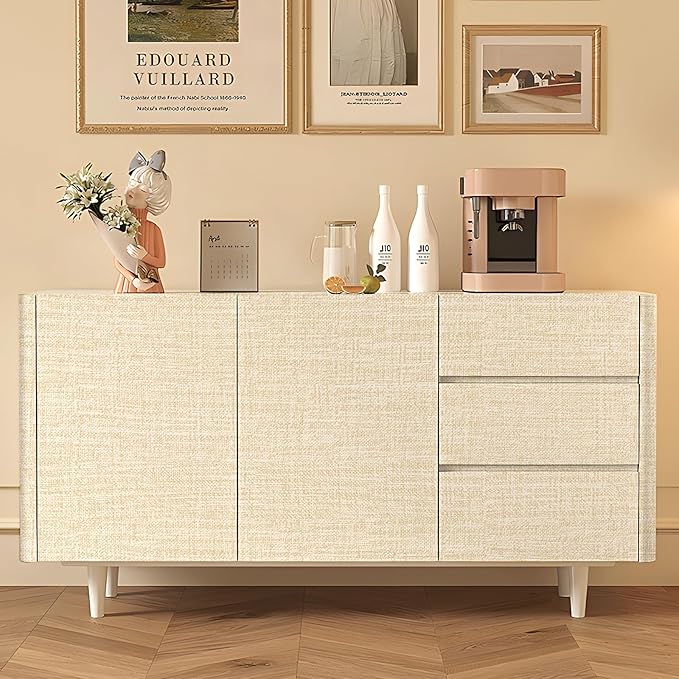 Amiya Grasscloth Cream Wallpaper Peel and Stick Beige Faux Fabric Linen Contact - Image 2
