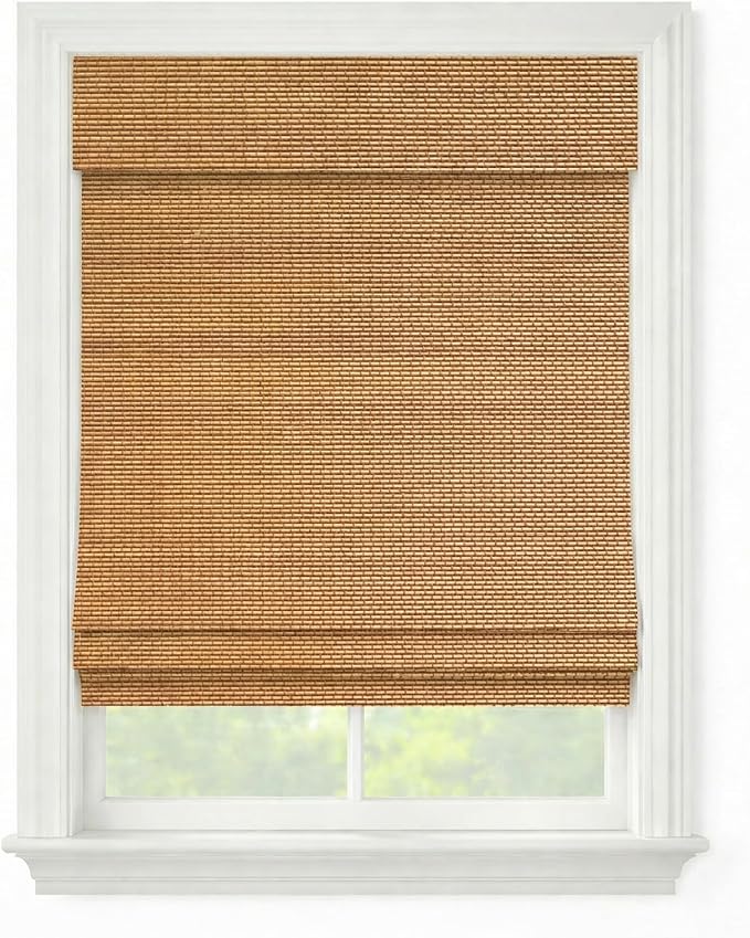Cordless Woven Wood Roman Shades, 71W x 36H, Bamboo Mesh Natural, Sizes 20-72 by FirstRateBlinds