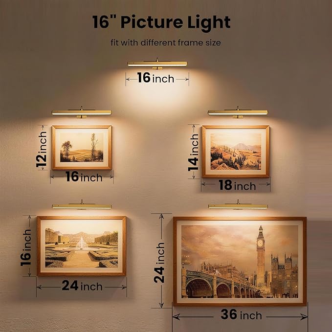 Picture Light Battery Rechargeable, 3 Color Modes and Dimmable Classic Art - Image 10