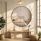 OLIXIS 20 Inch Black Round Bathroom Wall Mirror, Round Bathroom Mirrors - Image 7